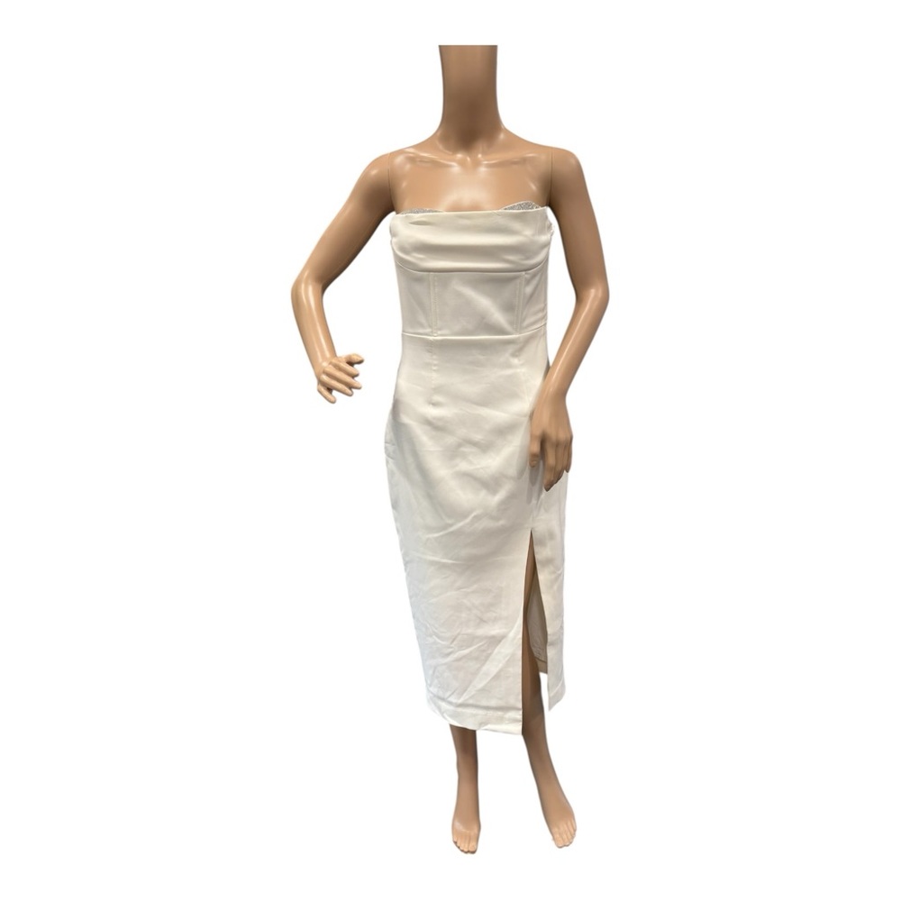 Astr The Label Midi Dress Size Small Melani Rhinestone Strapless Corset Ivory